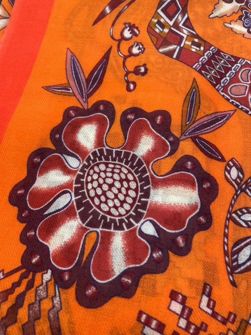 【戒指绒长巾-春游橘色】200*100cm戒指绒羊绒长巾围巾时尚 百搭