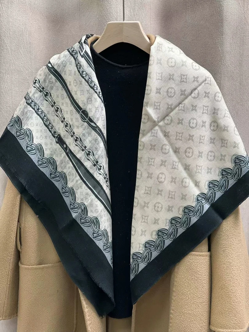 【戒指绒长巾-皮带锁链花-四角花】200*100cm围巾 时尚 大方 优雅