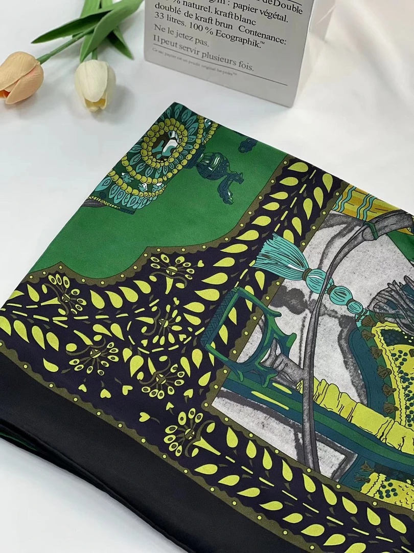 【140斜纹绸方巾-华丽马驹】双面异色135cm20姆米 时尚女士气质百搭