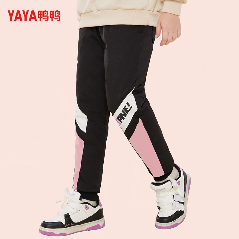YAYA/鸭鸭儿童宝宝冬季洋气中大童休闲羽绒裤加厚加绒保暖裤外穿