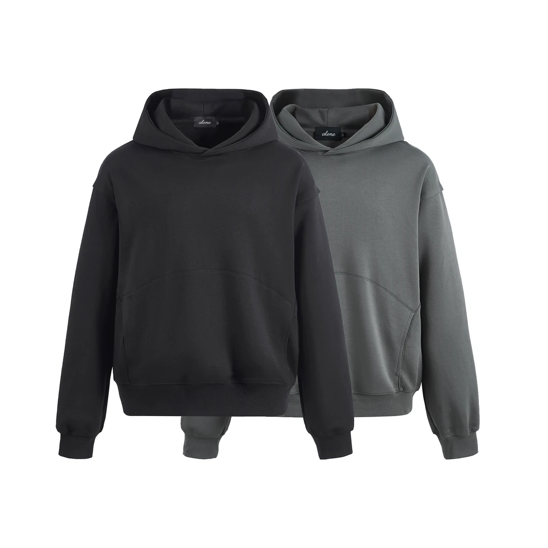 「alone」Boxy Hoodie高端重磅基础反线卫衣拼接廓形连帽cleanfit