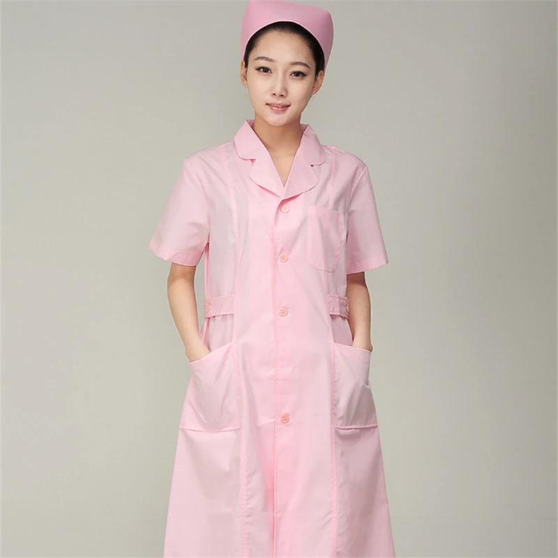 女护士服上下圆短袖大褂薄款长款夏季连衣裙眼镜店敬老院工作服