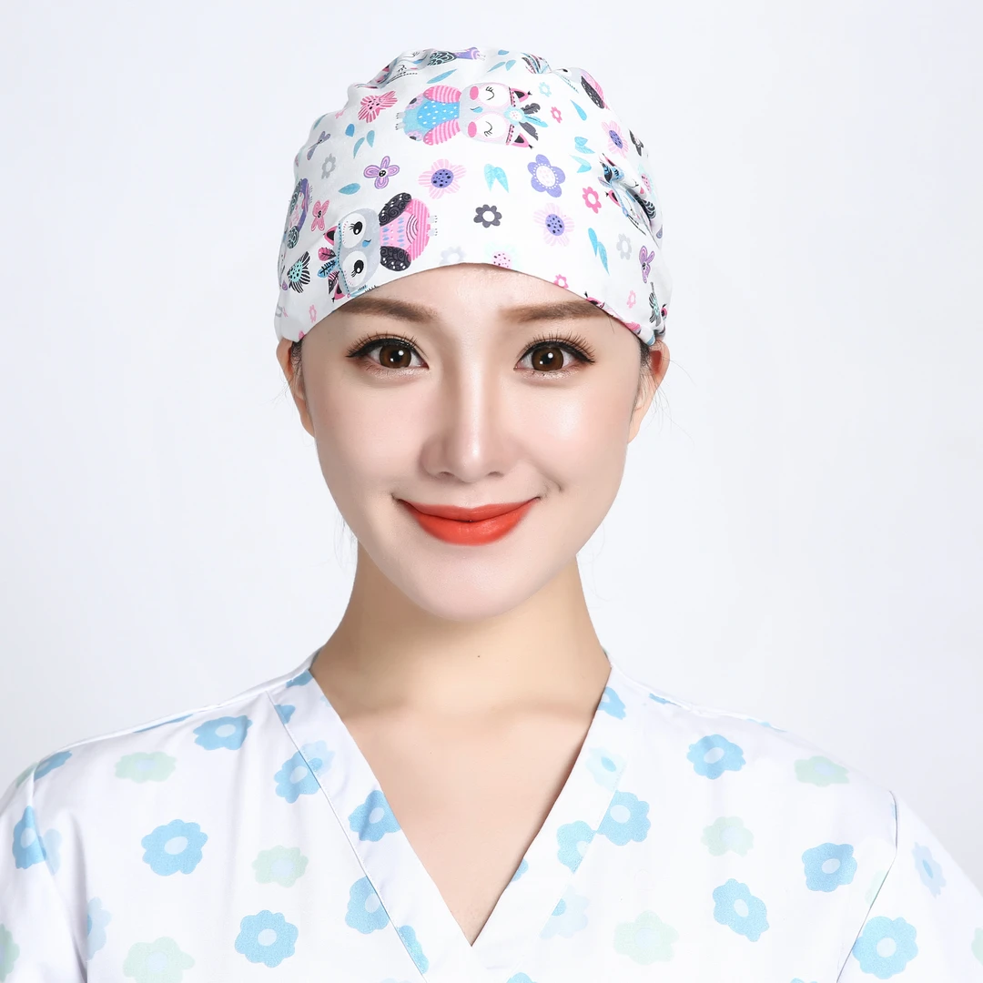 巧护士系带葫芦帽大蜜蜂女医生护士帽厨房防油烟帽纹绣美容工作帽