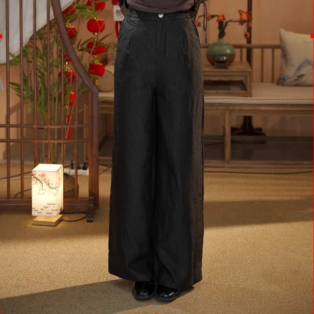 【100%蚕丝棉】正品香云纱棉裤冬季桑蚕丝长裤女装加厚直筒裤子930