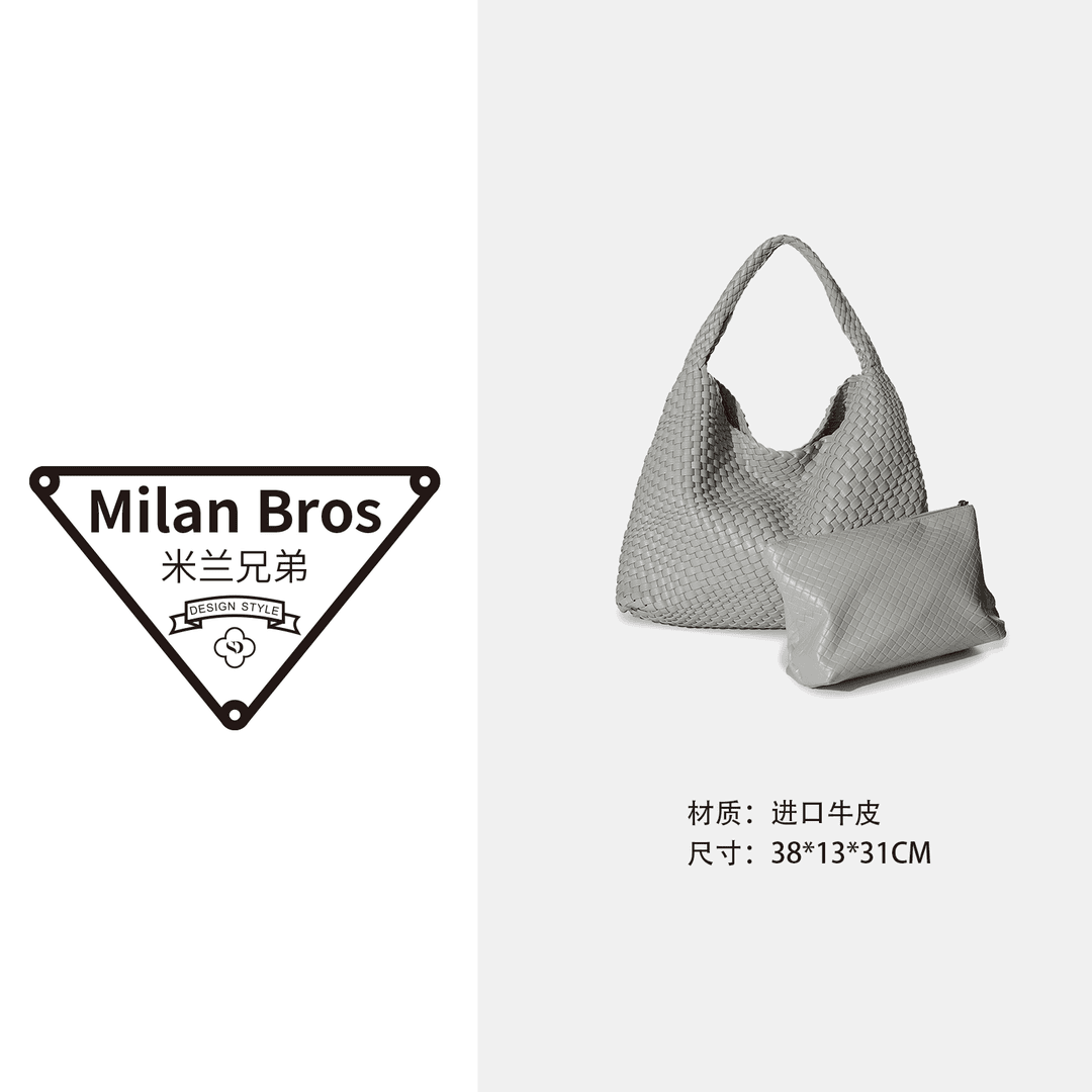 【米兰兄弟】轻奢时尚简约风百搭女士新款手提包BV1683-玛瑙灰