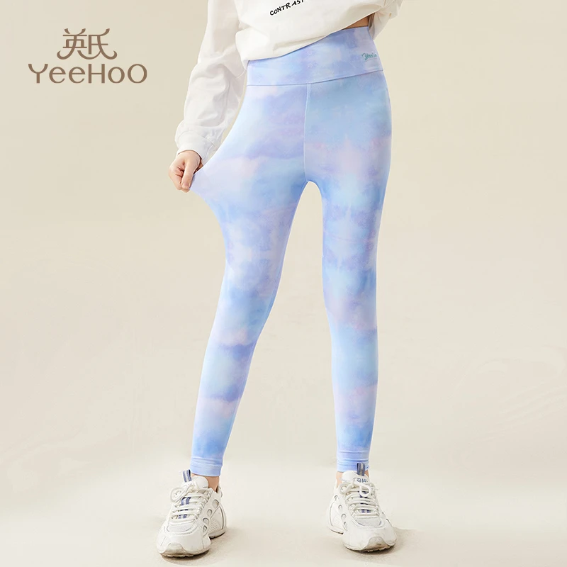 【断码福利】英氏女童运动炫彩打底裤紧身瑜伽训练裤高腰弹力裤YFW