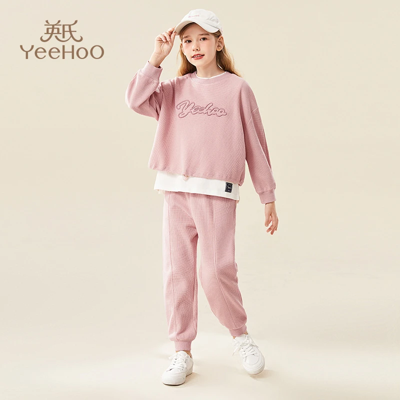 英氏女童运动套装儿童卫衣卫裤中大童休闲秋装YS-Q2072YFW