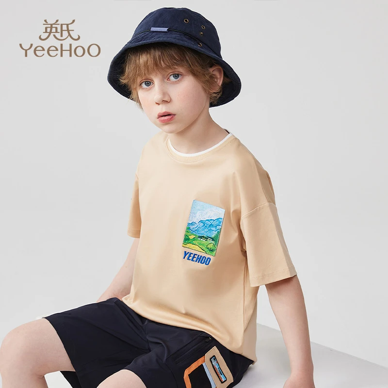 【断码捡漏】英氏时尚T恤儿童短袖薄款中大童男童装上衣YFW