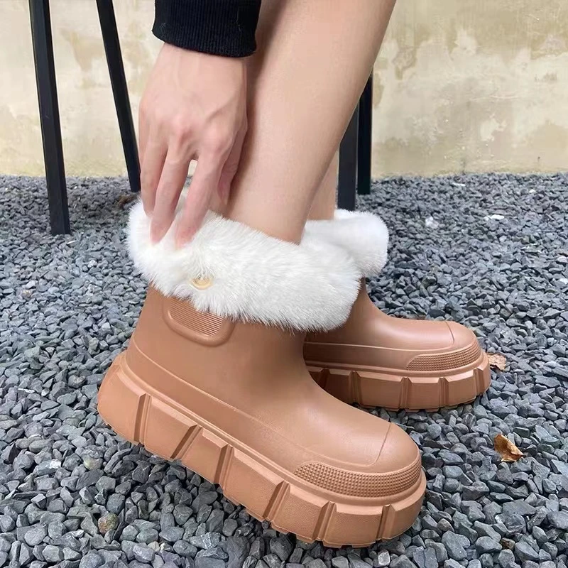 2025新款冬季可外穿雪地靴加绒加厚底包根保暖棉拖鞋女士防滑防水