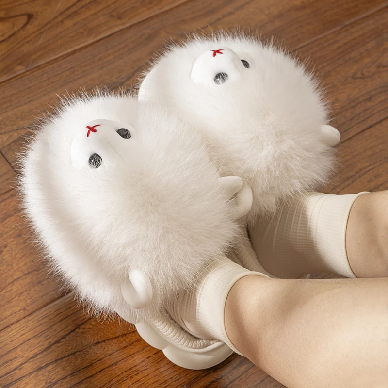 可爱卡通棉拖鞋女士秋冬季新款室内居家静音防滑软底时尚毛绒拖鞋