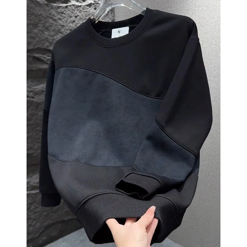 加绒卫衣男2025新款秋冬款设计感宽松加厚保暖上衣男外穿韩版潮牌