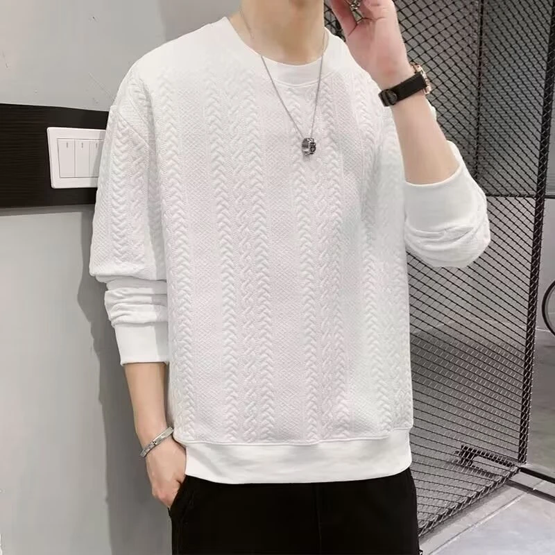 2023春秋季爆款圆领新款潮牌卫衣男士休闲百搭T恤打底韩版时尚