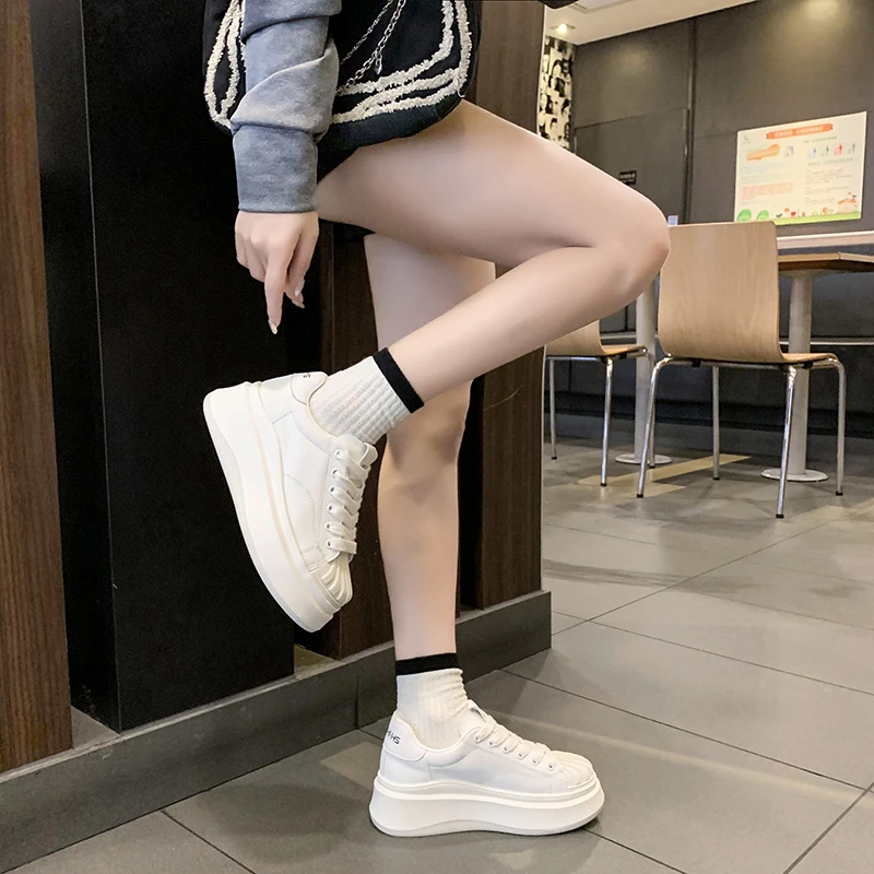 【贝壳】运动夏季春季白鞋厚底小白鞋休闲百搭ins运动春季白鞋厚底