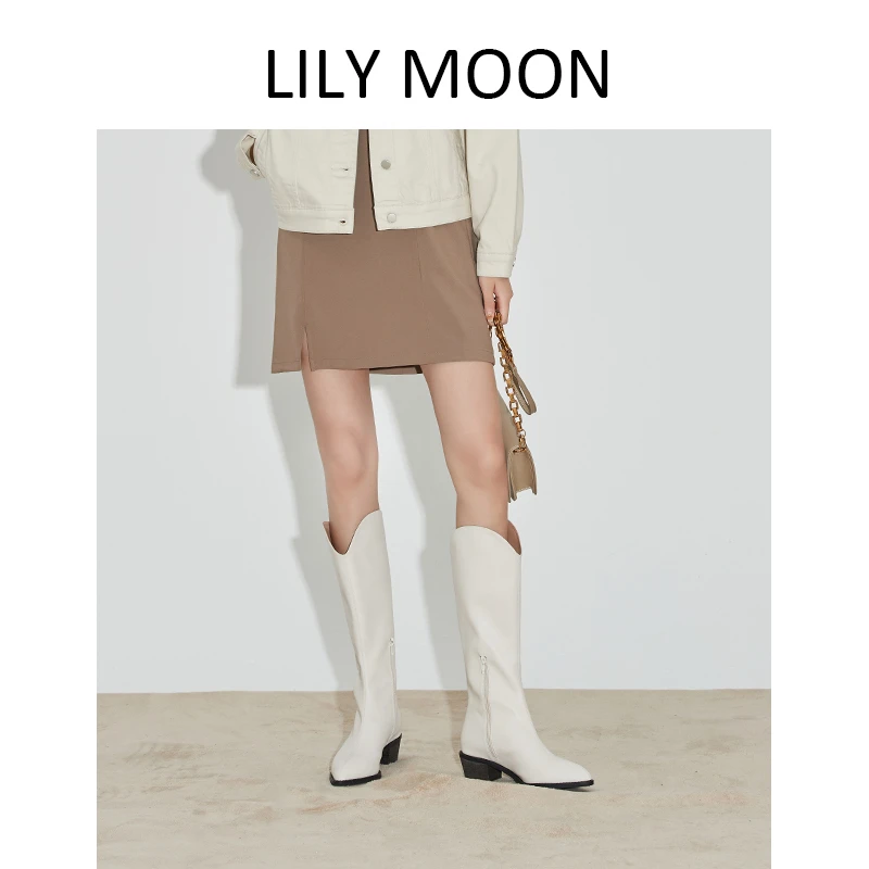 Lilymoon 秋冬尖头高筒V口中高跟骑士靴时尚博主必备