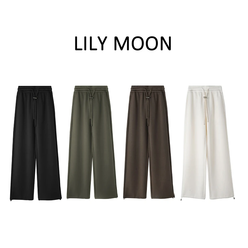 LILYMOON 马油慕斯束脚裤 百搭休闲运动卫裤阔腿抽绳可束脚显瘦
