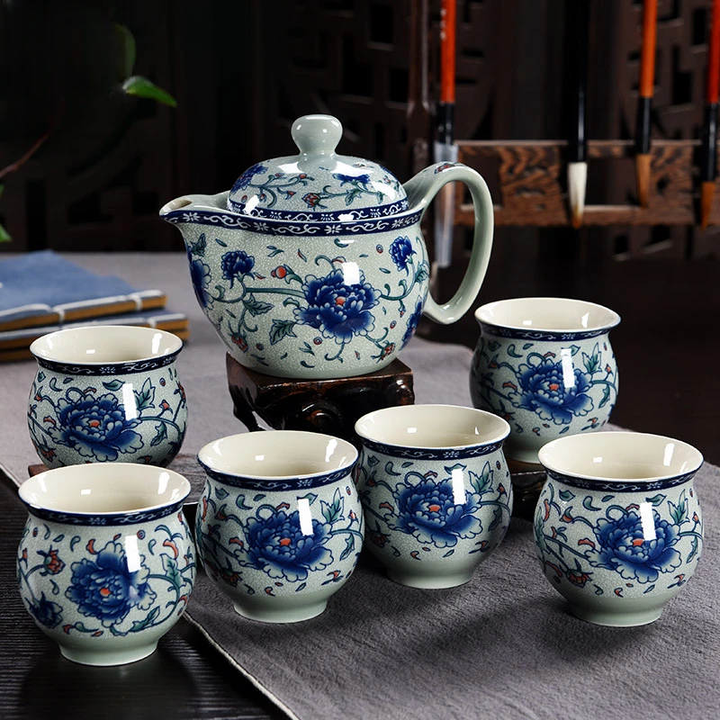 家用隔热防烫杯景德镇功夫茶具陶瓷茶具套装青花瓷整套泡茶壶茶杯