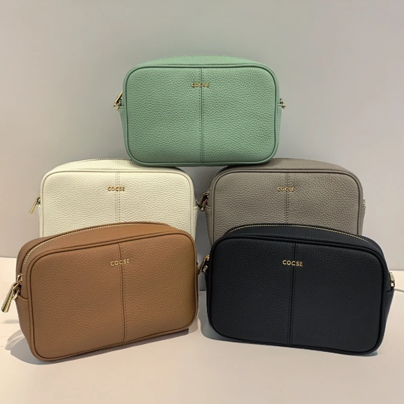 COCSE/秋色时尚女士秋冬经典百搭简约便携休闲包真皮单肩斜跨包