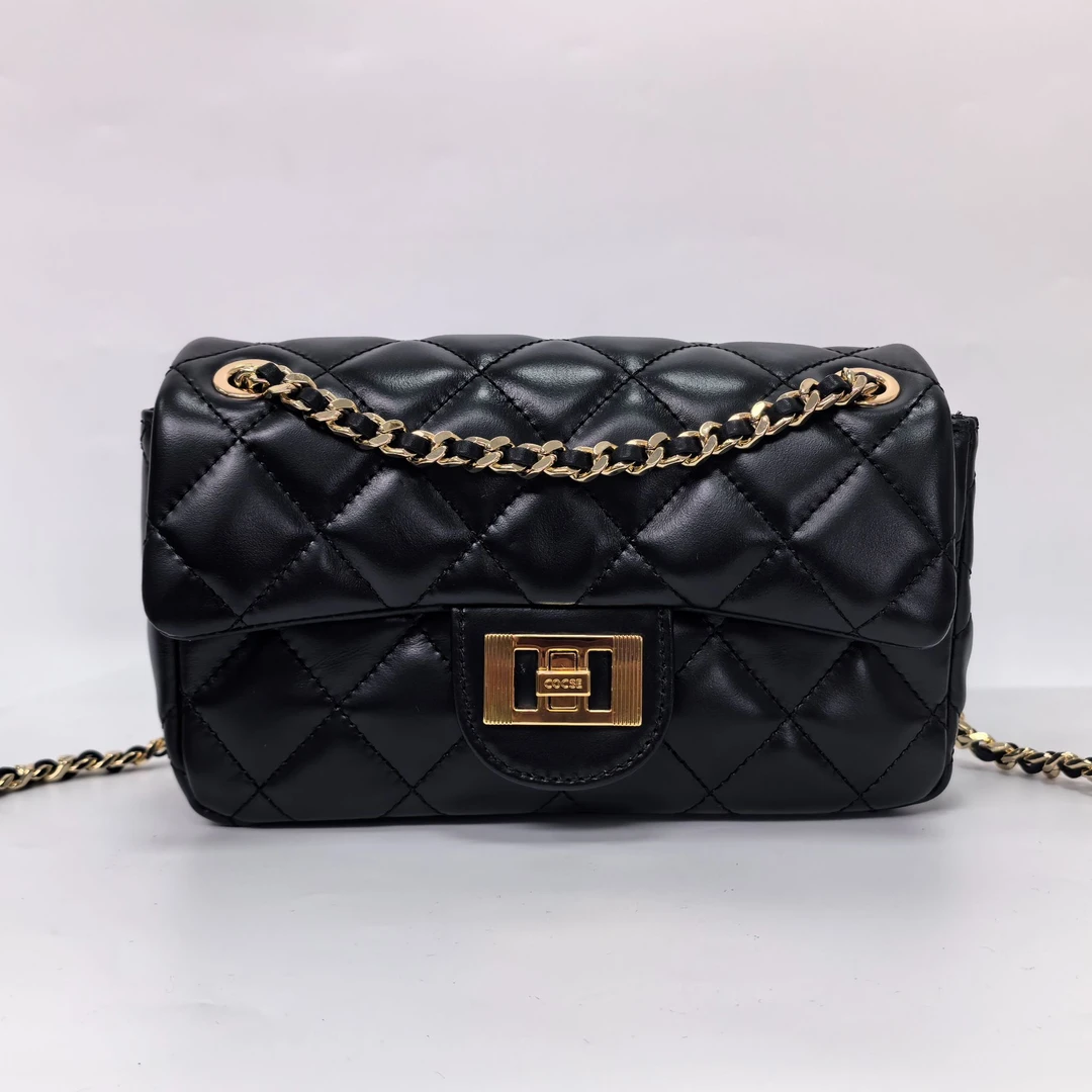 COCSE/秋色女士时尚潮流经典真皮小香风链条包气质菱格包斜跨包