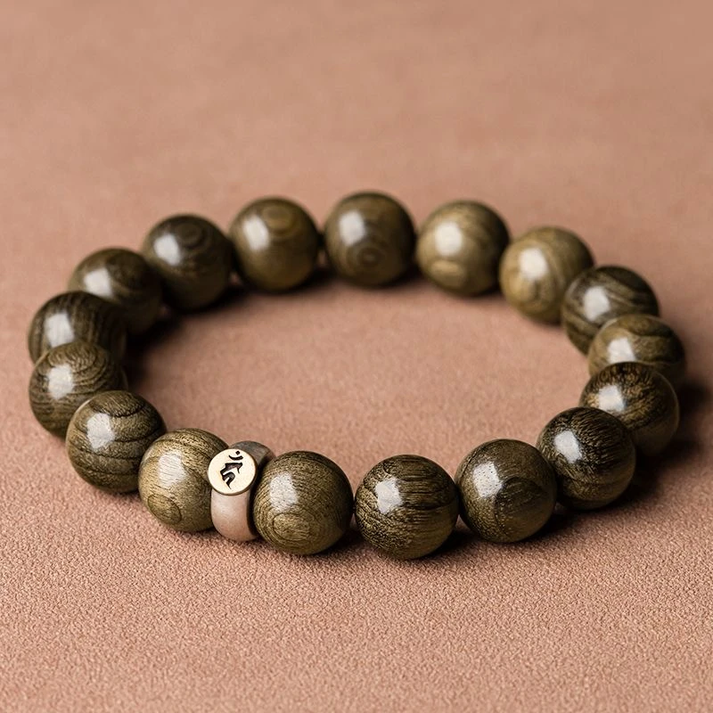 （生肖守护）1.0正宗满金丝顺纹阴沉木本命佛守护文玩手串