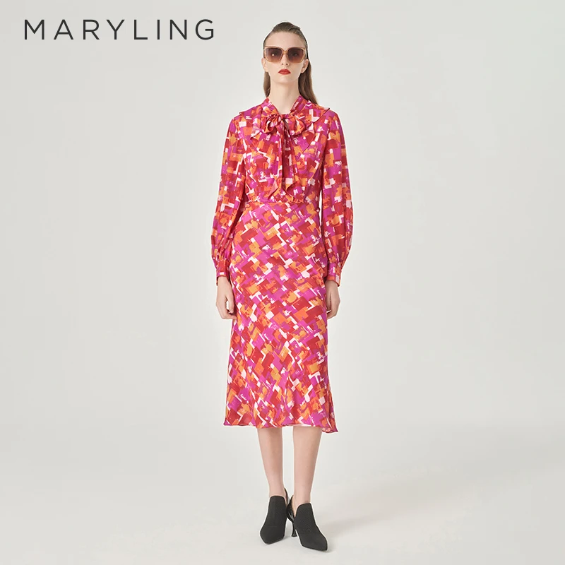 MARYLING玛俪琳24春季浪漫优雅鱼尾裙摆薄荷曼波连衣裙A1EAW61040