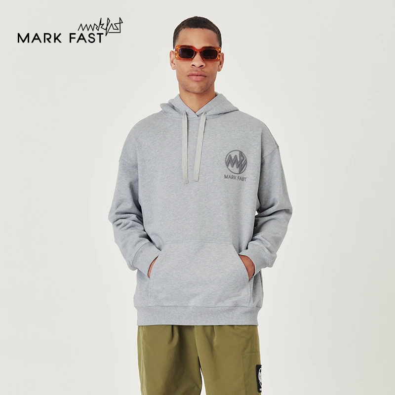 MARKFAST设计师品牌时尚徽标刺绣休闲连帽卫衣情侣款M1CFU25490