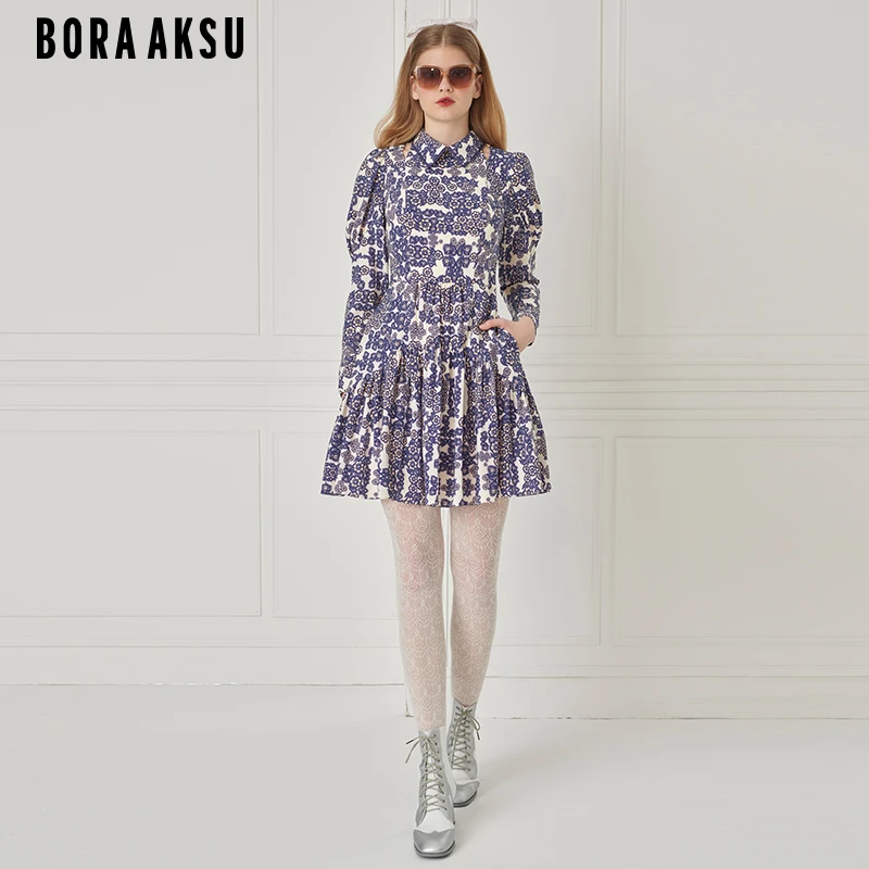 商场同款BORA AKSU2024秋彼得潘领口设计师印花连衣裙B1EGW61160