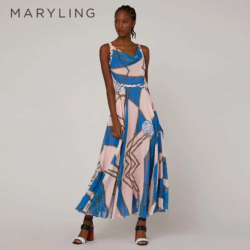 MARYLING玛俪琳时尚优雅V领吊带连衣裙A1CBW62840