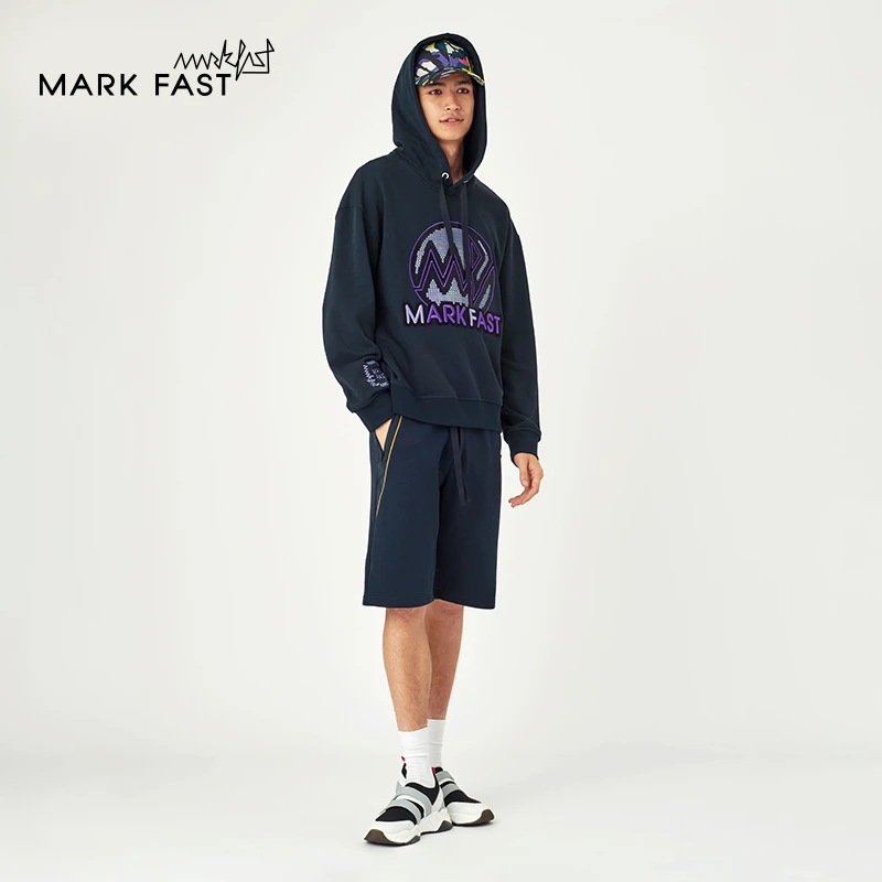 MARKFAST设计师品牌连帽卫衣情侣款2022春秋休闲亮片M1CAU24120