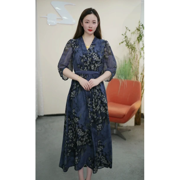 【梓桐定制】B158-2夏季连衣裙女2024新款遮肉显瘦宽松气质大码裙子