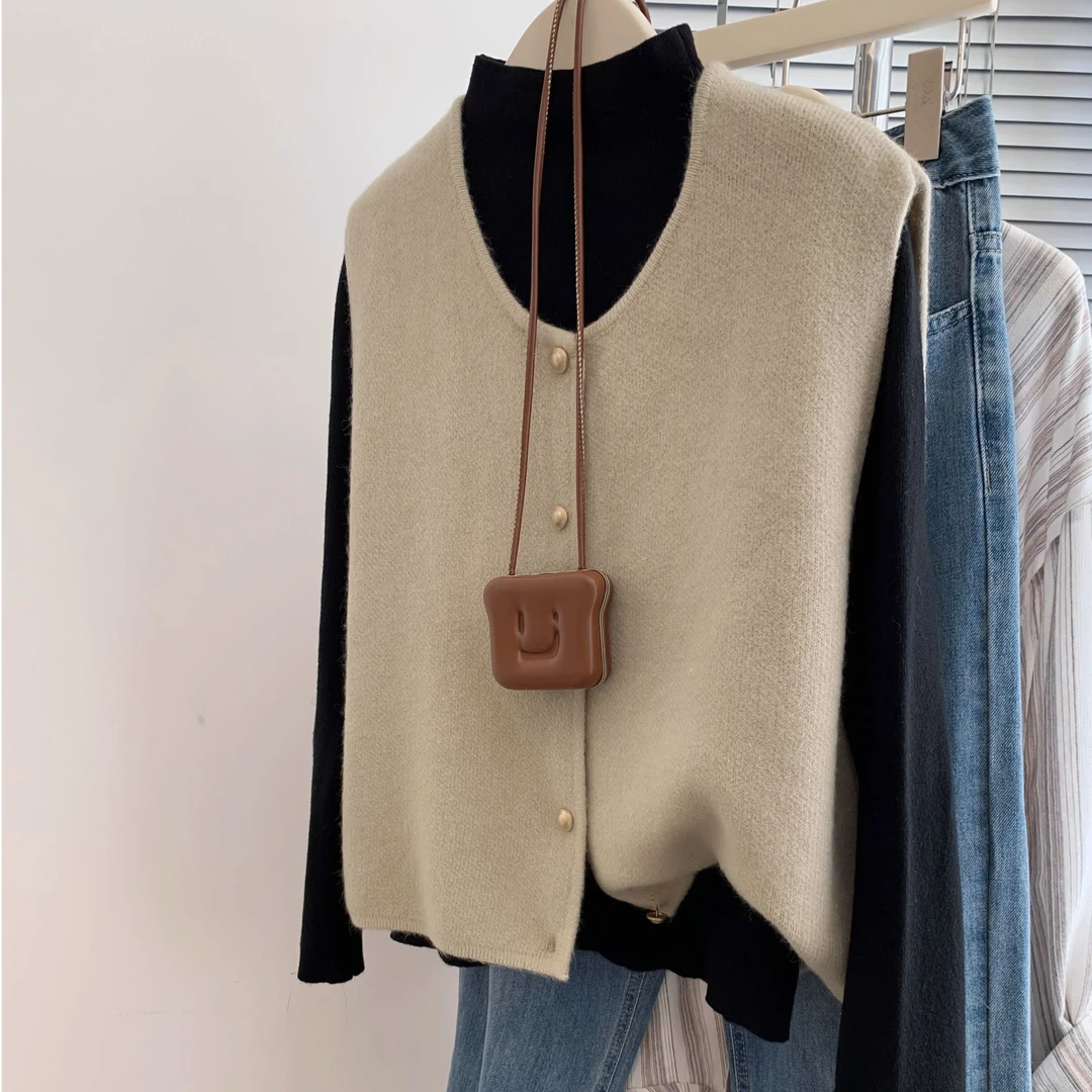 马甲背心女2025秋冬冬季针织毛衣内搭打底衫叠穿坎肩小个子内穿冬