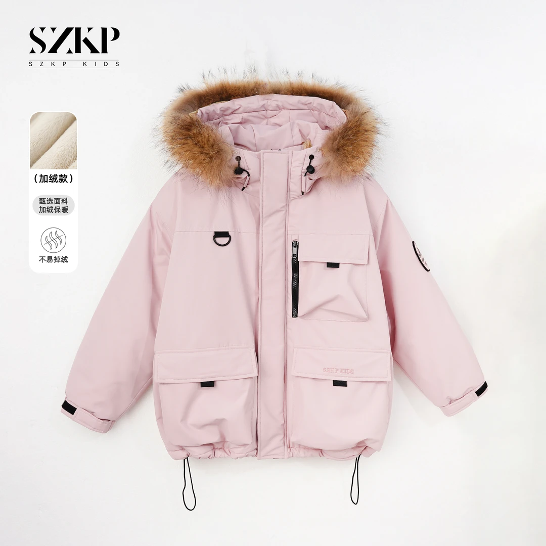 SZKP冬季新款女童装中大童儿童时尚加绒派克服外套HAYD444410