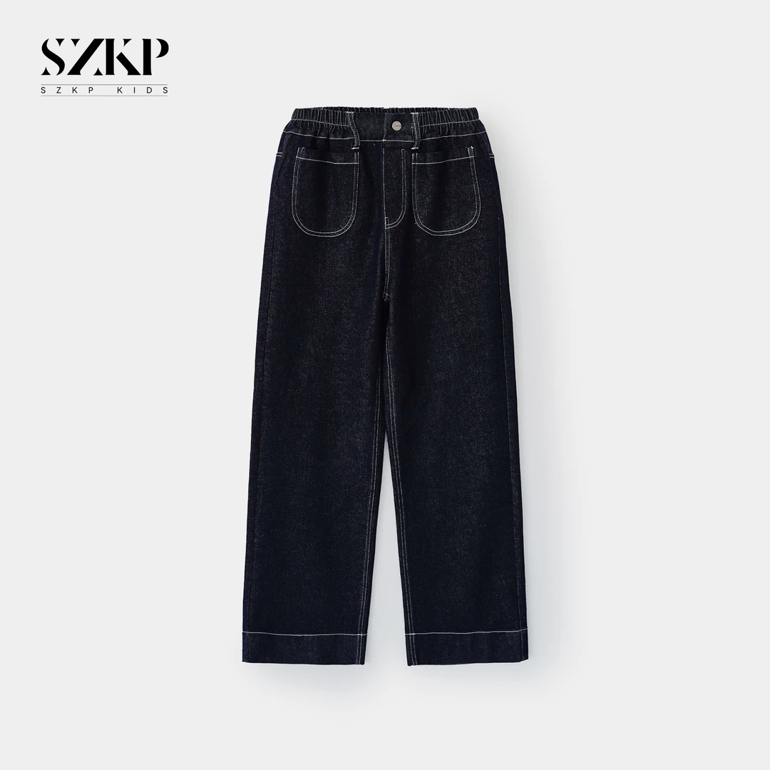 SZKP秋季新款女童装中大童儿童时尚宽松休闲阔腿牛仔裤JMKQ443495