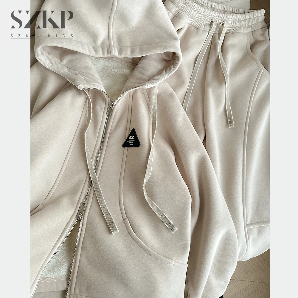 SZKP冬季女宝套装女童装中大童儿童时尚加绒休闲套装YNTD443808