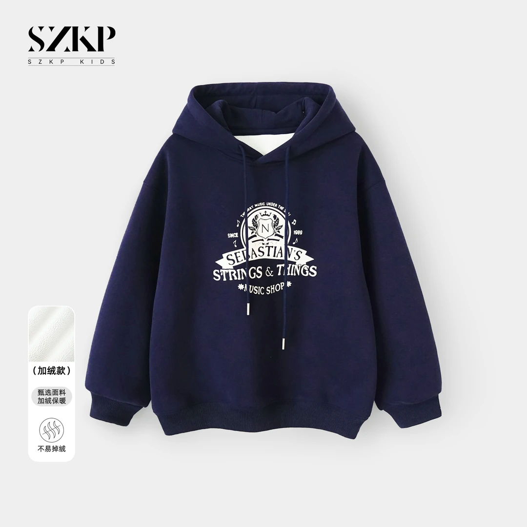 SZKP冬季新款女宝上衣女童装中大童儿童时尚加绒卫衣YNYD443874