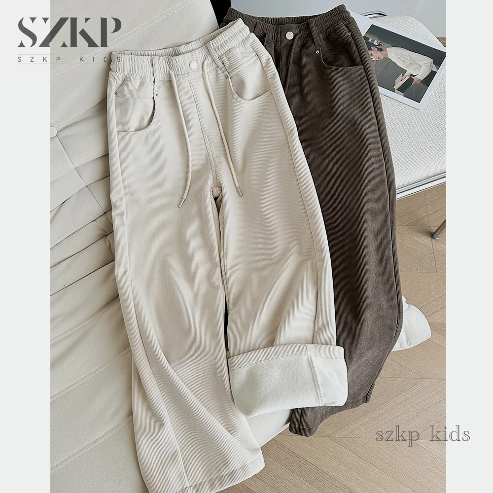 SZKP冬季新款女童装中大童儿童时尚百搭加绒直筒休闲裤JMKD444319