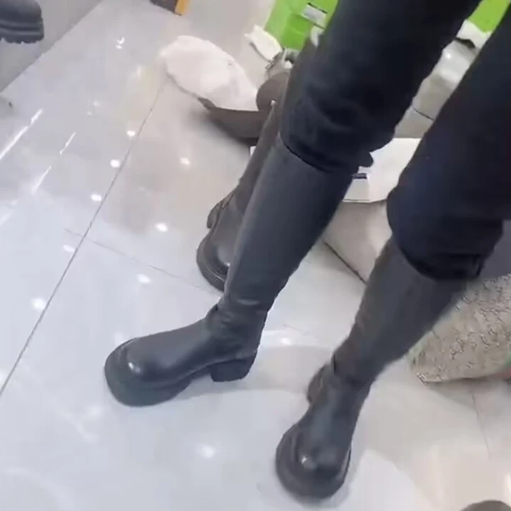 6395新品女靴平底长筒靴显瘦弹力靴潮款女高靴百搭