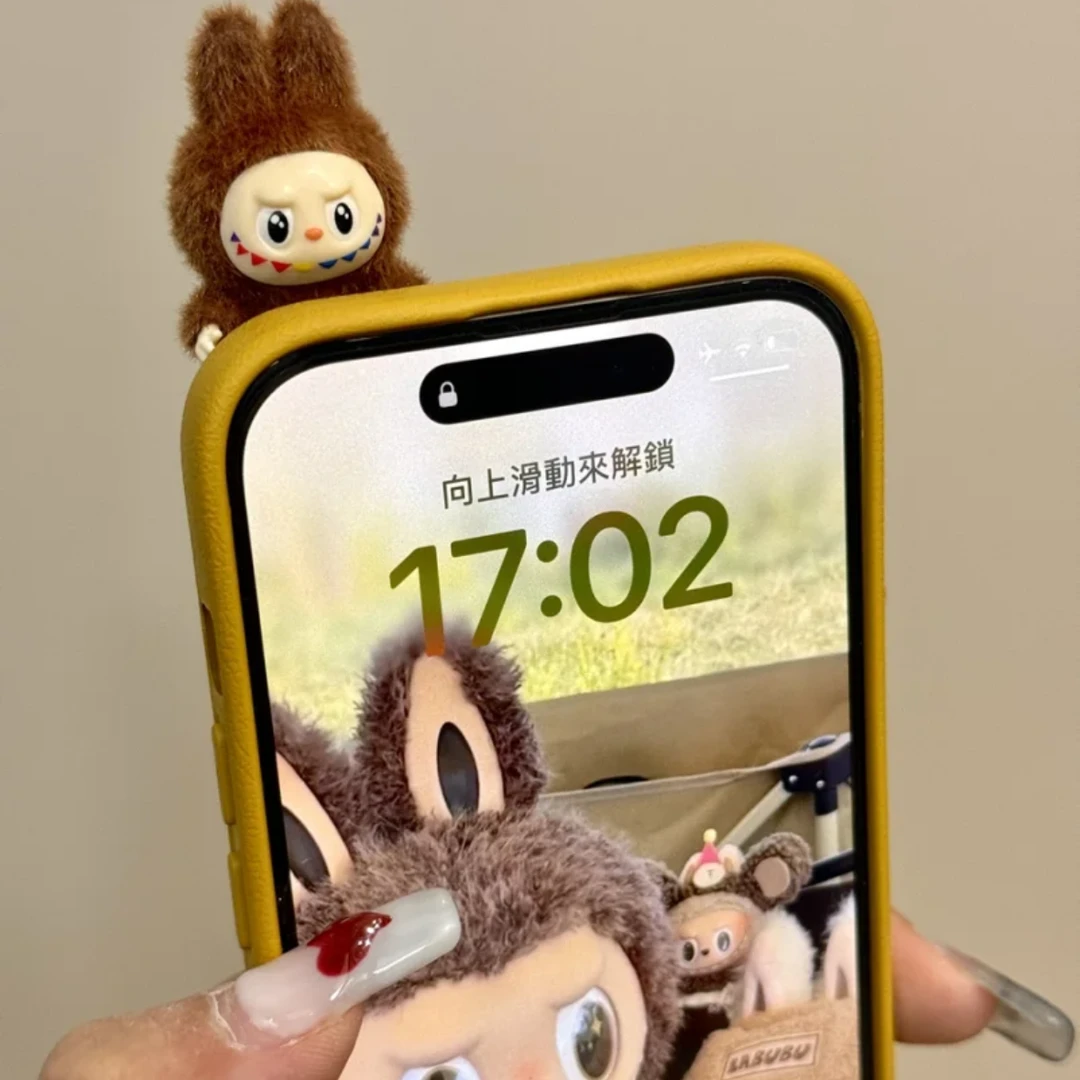 可爱毛绒立体拉布布适用iPhone16promax苹果15pro手机壳14皮纹13