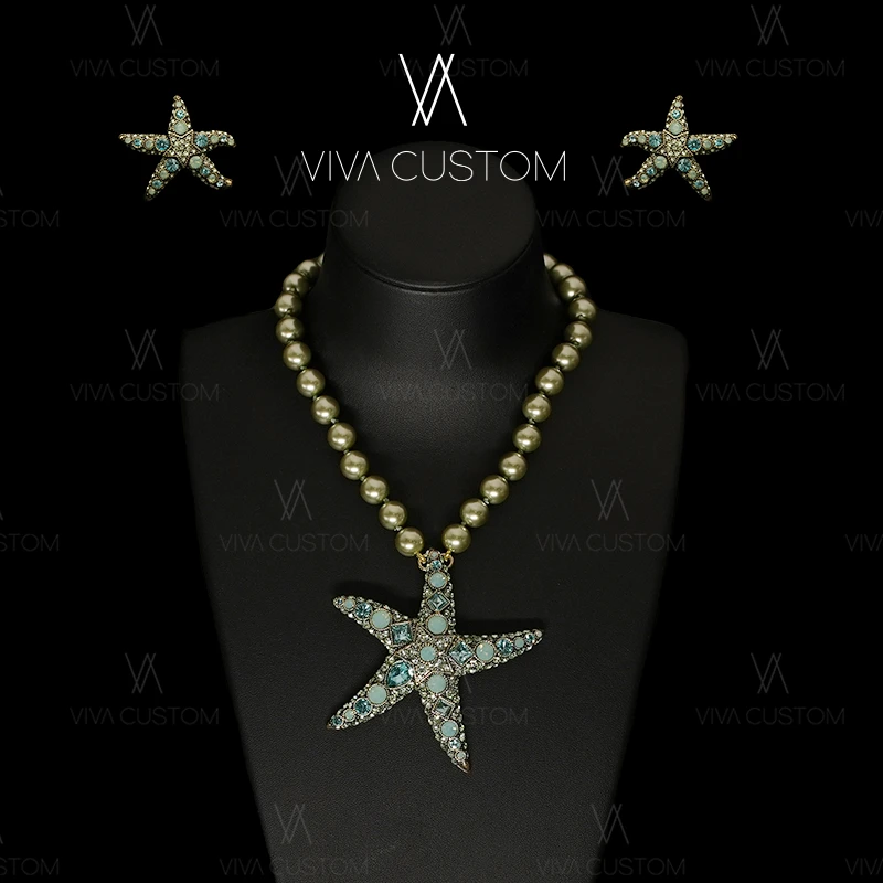中古精致时尚高级感百搭海星两件套项链耳拍
