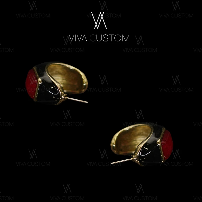 铜合金耳饰 （鎏金岁月系列）复古英伦经典大气气质矩形典雅耳钉