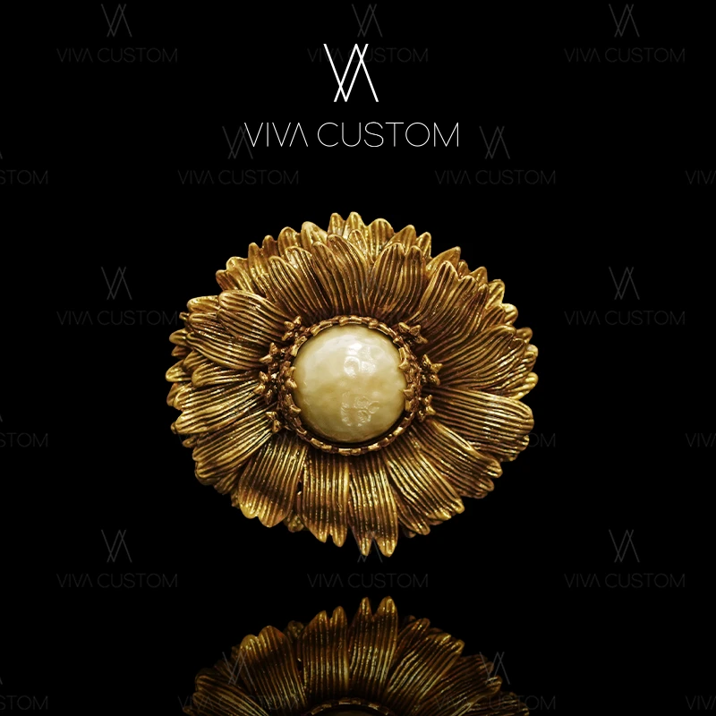 铜合金仿珍珠胸针 (经典再现系列)时尚优雅经典款向日葵胸针