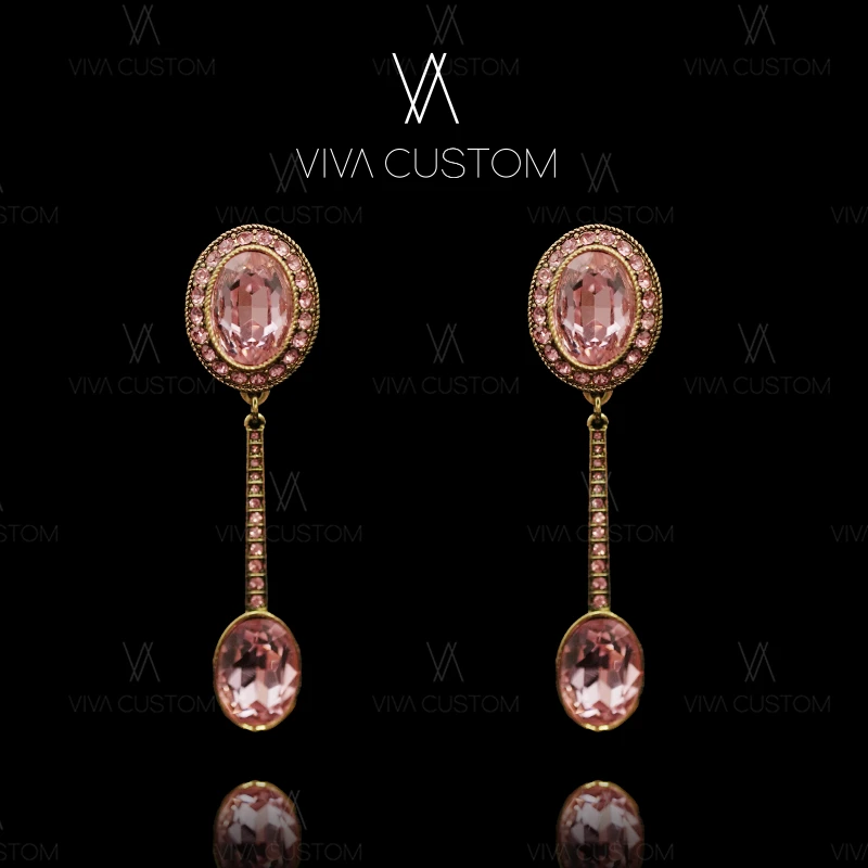 合金合成锆石耳饰 (HD系列)宫廷风奢华古典闪亮冰透长款仙女耳拍