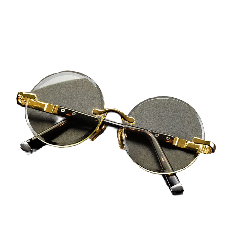 高档水晶石眼镜镜竹叶青石头眼镜太阳镜复古圆款石头镜润泽养眼镜