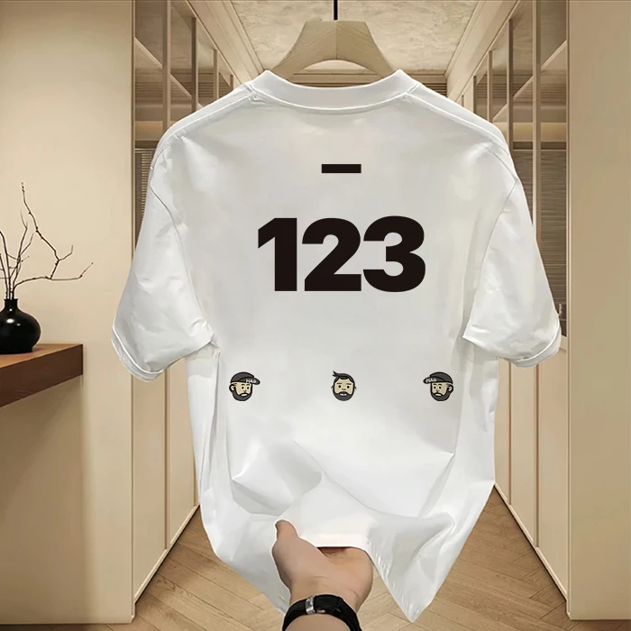 2024夏季新款重磅纯棉短袖T恤小众设计印花潮牌圆领上衣服男女ins