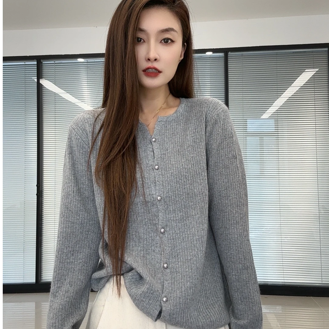 【芊荨精选】2024新款纯色气质时尚百搭单排扣针织开衫S201#