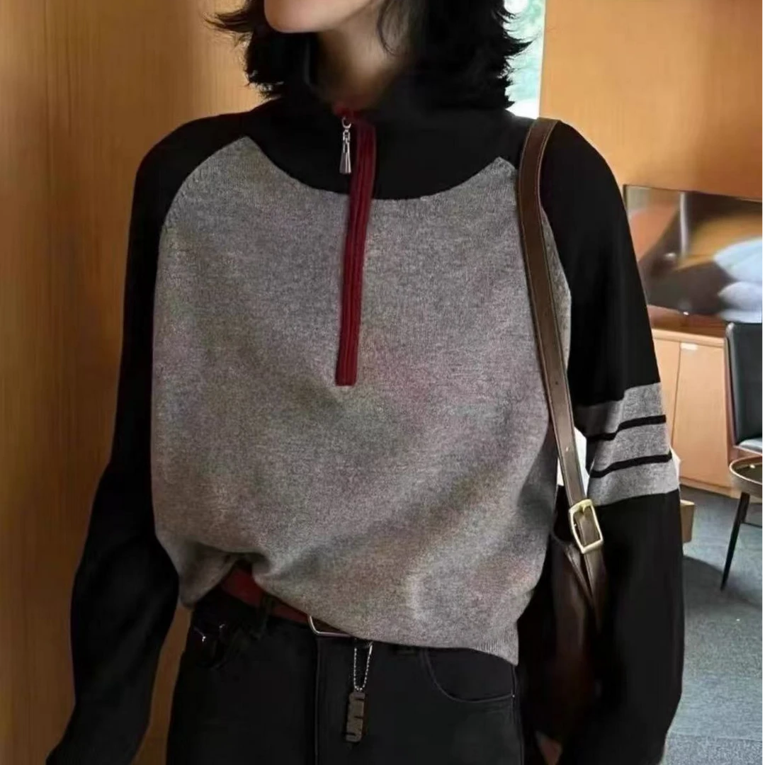 【丽公主专属】欧货秋季新款半拉链高龄长袖针织衫套头毛衣88079#