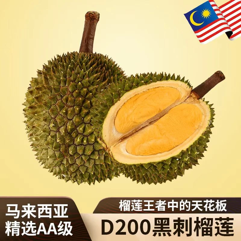 【A果保5房】马来西亚D200黑刺液氮榴莲AA果树熟进口液氮顺丰空运