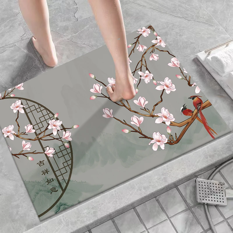 软硅藻新中式系列浴室吸水防滑垫家用卫生间速干厕所地垫入户垫子