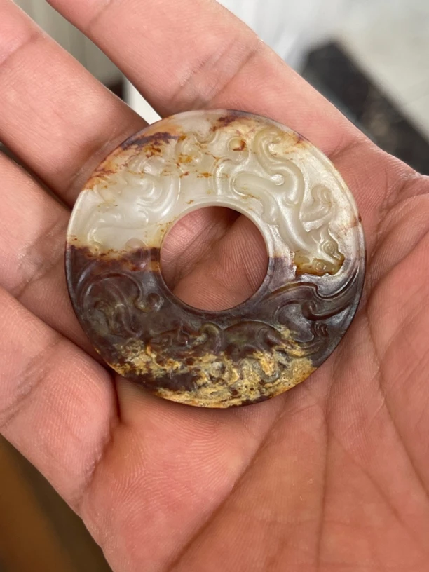 旧藏和田玉白玉龙凤玉壁