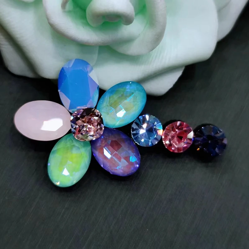 非金属合成锆石发饰 米龙K9水晶彩色轻奢碎发刘海小鸭夹边夹发饰