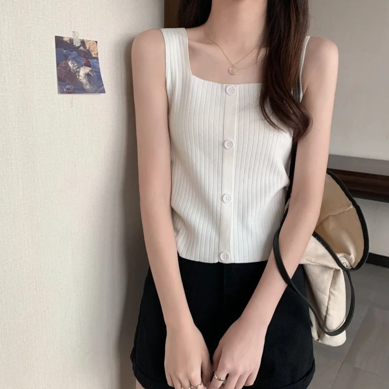 2023冰丝网红爆款超火外穿针织小吊带女背心法式别致甜辣纯欲潮